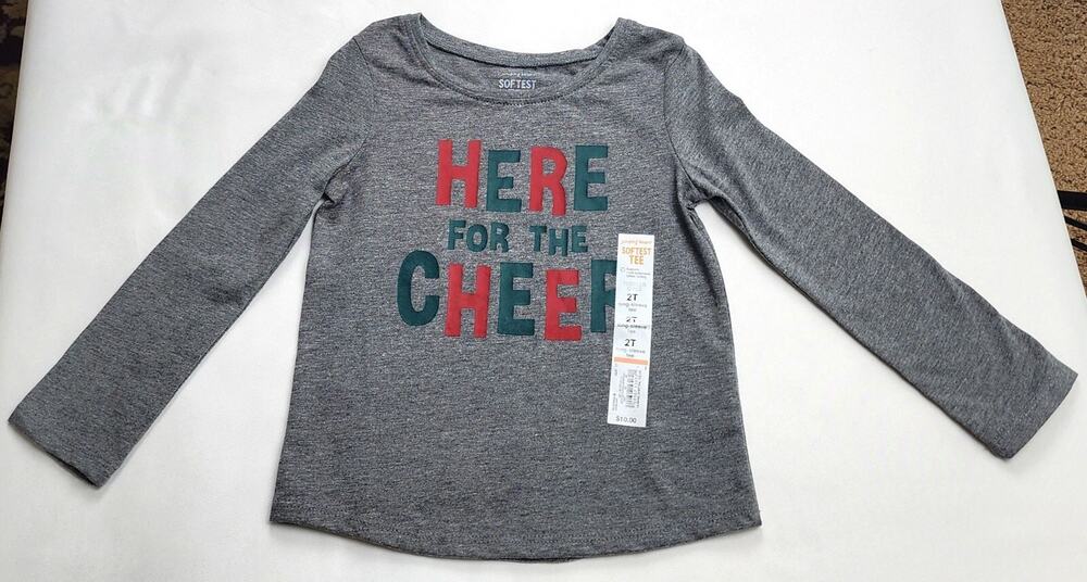 Jumping Beans Toddler Boy Softest Tee T-Shirt Size 2T Gray Long Sleeve